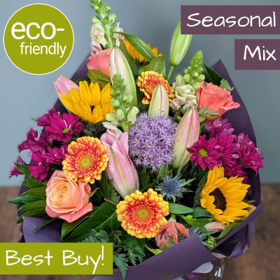 Hints of Summer | Florist Choice Blooms | Darlington - Hints of Summer: Vibrant, seasonal blooms, florist choice. Eco-friendly, unique bouquet, hand-made in Darlington. Best value! Order sunshine blooms today!