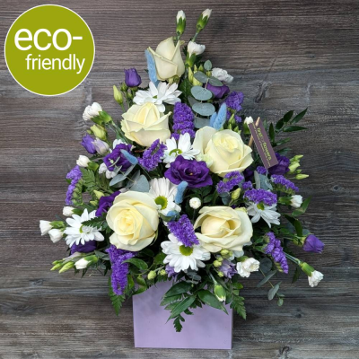 Treasured Memories Boxed Flowers | Darlington's First for Flowers - Treasured Memories: Elegant, seasonal boxed flowers from Darlington's First for Flowers. Simple, natural design. Eco-friendly, same-day delivery available.