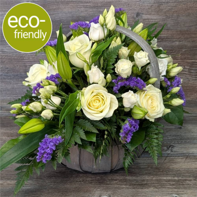 Treasured Memories Trug Basket | Darlington Flowers | First for Flower - Treasured Memories Trug Basket: Seasonal blooms in a rustic, reusable basket. Natural, elegant design. Eco-friendly. Same-day Darlington delivery.